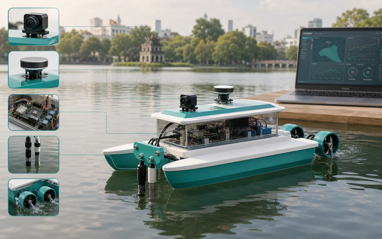 Minh họa thuyền ROV giám sát chất lượng nước